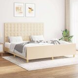  Posteljni okvir z vzglavjem krem 160x200 cm blago, (20906847) Cene