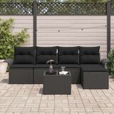 vidaXL 6-dijelni set kauča s jastučićima Crni poli ratan | shoptok.hr