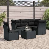 vidaXL 6-dijelni set vrtnih sofa s jastucima crni od poliratana | shoptok.hr