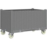 Cvetlično korito s kolesi svetlo sivo 80x50x54 cm PP | Shoptok.si