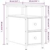  Noćni ormarić boja hrasta 30 x 60 x 60 cm od konstruiranog drva | shoptok.hr