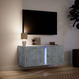 vidaXL Zidni TV ormarić s LED svjetlima siva boja betona 80x31x35 cm | shoptok.hr