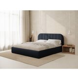 Windsor & Co Sofas Temno modra oblazinjena zakonska postelja s prostorom za shranjevanje z letvenim dnom 160x200 cm Juno – | Shoptok.si