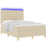 vidaXL Postelja s box springom z vzmetnico & LED Krem 140x200 cm Tkanina, (22103359) | Shoptok.si