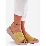 Panto Fino Ladies Suede Wedge Sandals Yellow | shoptok.hr