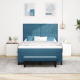  Postelja z vzmetnico z vzmetnico Temno modra 140 x 200 cm Žamet, (5000127941) | Shoptok.si