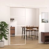 Furnova Drsna vrata ESG steklo in aluminij 90x205 cm bela, (21944929) | Shoptok.si