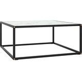  Stolić za kavu crni s bijelim mramornim staklom 80 x 80 x 35 cm | shoptok.hr