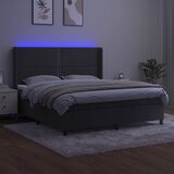  box spring s madracem LED tamnosivi 180x200 cm baršun | shoptok.hr