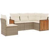 Maison Chic Seti vrtnega pohištva - Vrtna garnitura - Vrtni pohištvo set 5-delna z blazinami bež poli ratan, (21820682) | Shoptok.si