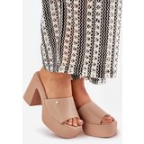Boto Ladies Sandals Made Of Eco Leather On Heel And Platform Khaki Tamirella | Shoptok.si