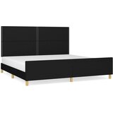 The Living Store Posteljni okvir z vzglavjem črn 200x200 cm blago - Posteljni Okvir Z Vzglavjem, (21531320) | Shoptok.si