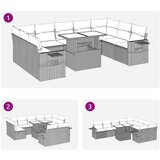  Vrtna garnitura - 10-dijelni set vrtnih sofa poliratan i bagrem s jastucima sivi - Siva sa spremištem 1 | shoptok.hr