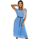 Numoco Women's pleated midi dress with black belt | ePonuda.com