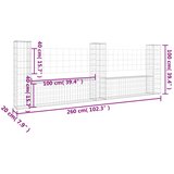  Gabionska košara U-oblika s 3 stupa 260 x 20 x 100 cm željezna | Eponuda.com
