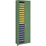 mauser Skladiščna omara z odprtimi skladiščnimi posodami, VxŠxG 2150 x 680 x 280 mm, ena barva, zelena, 114 posod | Shoptok.si