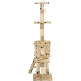 Penjalica za mačke sa stupovima za grebanje od sisala 138 cm bež s uzorkom šapa | shoptok.hr