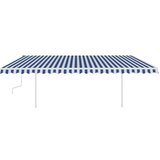 vidaXL Ročno zložljiva tenda z LED lučkami 5x3,5 m modra in bela | Shoptok.si