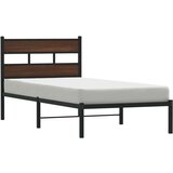 vidaXL Posteljni okvir brez vzmetnice z vzglavjem rjavi 100x200 cm | Shoptok.si