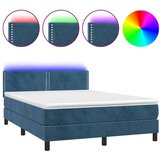  Krevet box spring s madracem LED tamnoplavi 140x200 cm baršun | shoptok.hr
