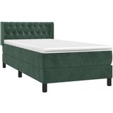 vidaXL Box spring krevet s madracem tamnozeleni 100x200 cm baršunasti | shoptok.hr
