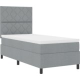 vidaXL Krevet s podnicom s madracem i LED svjetlom sivo 90x200 cm Tkanina | shoptok.hr