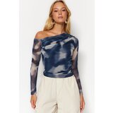 Trendyol Oil Tulle Lined Asymmetrical Collar Knitted Blouse | Shoptok.si