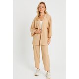 Cool & Sexy Women's Cress Kimono Suit Camel Q983 cene