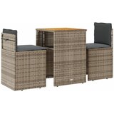 3-dijelni bistro set od poliratana s jastucima sivi Smeđa | Shoptok.si
