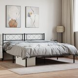 Maison Chic Kovinski Posteljni okvir - Dvoposteljna postelja - Zakonska postelja z vzglavjem črn 140x200 cm, (21693266) | Shoptok.si