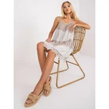 Fashionhunters Beige Boho mini dress on hangers Eunice OCH BELLA