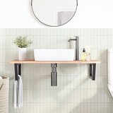  Zidna polica za umivaonik od čelika i masivne hrastovine Smeđa 100 x 50 x 2 cm | Shoptok.si