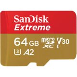Sandisk Extreme microSDXC 64GB for Action Cams and Drones + SD Adapter 170MB/s & 80MB/s A2 C10 V30 UHS-I U3 - SDSQXAH-064G-GN6AA | Shoptok.si