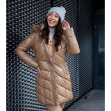 Gemre Light Brown Long Quilted Jacket Carolina | Eponuda.ba