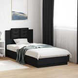 Maison Chic Posteljni okvir - Enojna postelja - Postelja za odrasle z vzglavjem in LED lučkami črn 75x190 cm, (21695664) | Shoptok.si