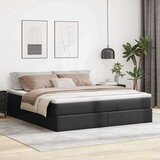 vidaXL Otomanski posteljni okvir z vzmetnico črn 160x200 cm um. usnje | Shoptok.si