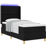 vidaXL Postelja z vzmetnico in LED svetlobo Črna 90x200 cm Tkanina, (22049787) | Shoptok.si