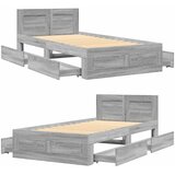  Okvir kreveta s uzglavljem siva boja betona 90x200 cm drveni | shoptok.hr