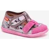 Boto Children's slippers Milami with Velcro in unicorns gray-pink Reathiana Cene