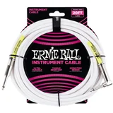 Ernie Ball kabel P06047 - 20FT(6,1m) COILED 6,3mm ravni - 6,3mm kutni instrument - bijela boja