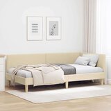 vidaXL Kotna postelja krema 100 x 200 cm Tkanina in oblikovan les | Shoptok.si