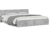  The Living Store Posteljni okvir z vzglavjem betonsko siv 160x200 cm - Posteljni Okvir, (21526697) | Shoptok.si