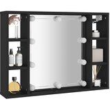 Ormarić s ogledalom i LED svjetlima crni 76 x 15 x 55 cm | shoptok.hr