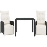  3-dijelni vrtni bistro set od poliratana s jastucima crni Crna 90 x 90 x 75 cm | Shoptok.si