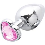 Sunfo - metalni analni dildo sa kamenom u obliku srca (srebrno-roza) | shoptok.hr