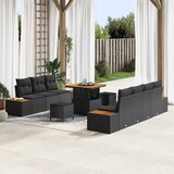  Sjedeća garnitura za vrt 10 kom. 9-Broj sjedala Crna 228 x 62 x 85 cm | shoptok.hr