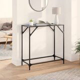 Maison Chic konzolna miza - miza ob steni s črno stekleno površino 80x35x81 cm jeklo, (21786607) | Shoptok.si