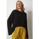  Women's Black Diamond Patterned Openwork Knitwear Sweater | Shoptok.si
