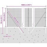 vidaXL Varjena žična ograja z 13 stebrički Siva 1x100 m Jeklo | Shoptok.si