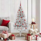 vidaXL Umjetna preddekorirana božićna jelka srebrna 150 cm PET | Shoptok.si